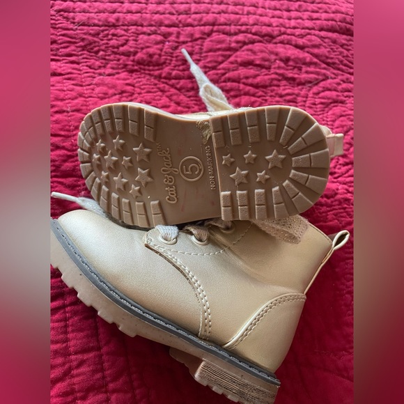 Toddler Cat & Jack Metallic Gold Lace Up Combat Boots Size 5 - Picture 7 of 8
